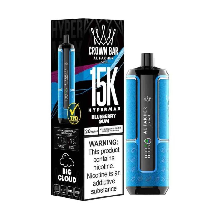 AL FAKHER Crown Bar Hypermax 15000 Puffs Price in Dubai BLUEBERRY GUM