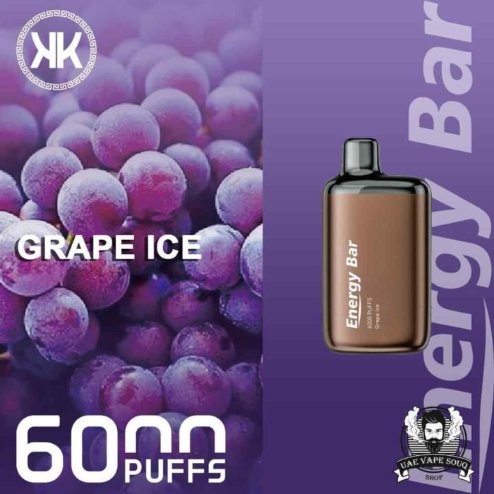 KK Energy Bar 6000 Puffs Disposable Vape Price in Dubai Grape Ice