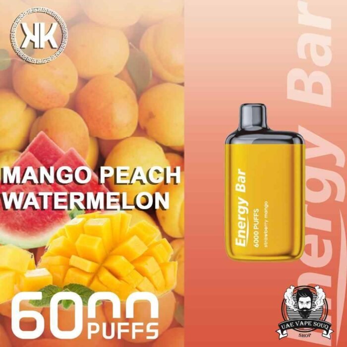 KK Energy Bar 6000 Puffs Disposable Vape Price in Dubai Mango Peach Watermelon