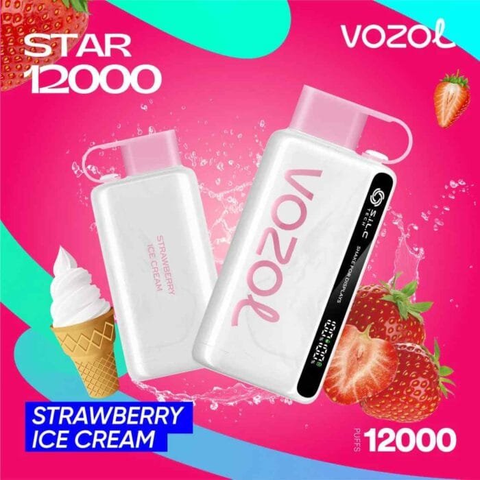VOZOL STAR 12000 Puffs 50mg Disposable Vape Price in Dubai Strawberry Ice Cream