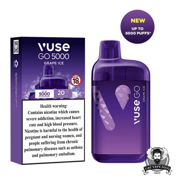 VUSE GO 5000 Puffs Salt Nicotine 20mg Disposable Vape Price in Dubai Grape Ice