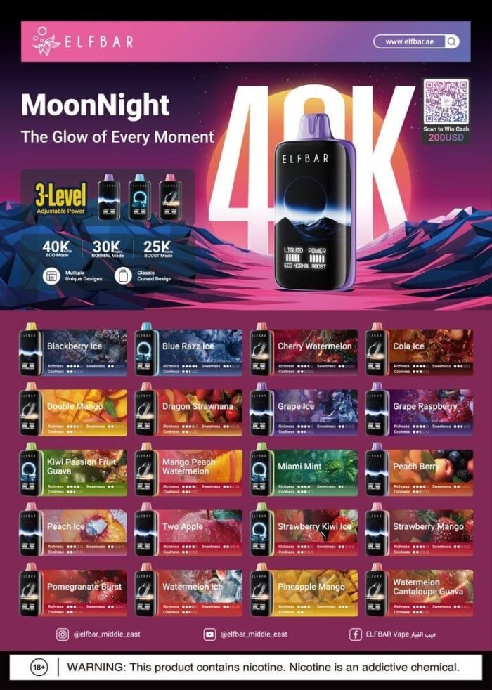 ELF BAR MOON NIGHT 40000 PUFFS ALL FLAVORS