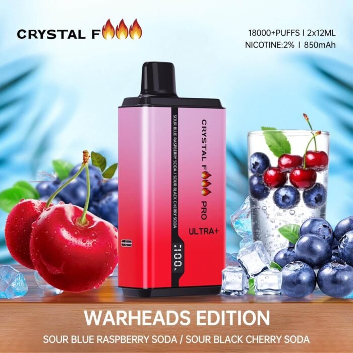 CRYSTAL Fire Pro Ultra 18000 Puffs Sour Blue Raspberry Soda