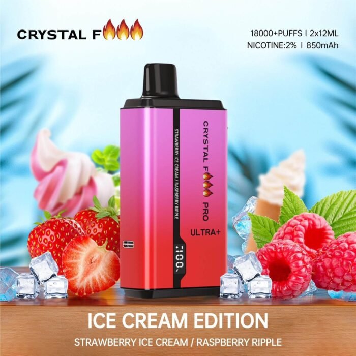 CRYSTAL Fire Pro Ultra 18000 Puffs Strawberry Ice Cream