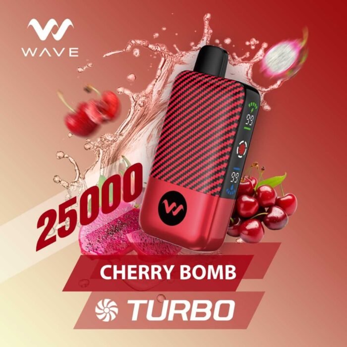 WAVE Turbo 25000 Puffs 50MG Disposable Vape Price in Dubai CHERRY BOMB