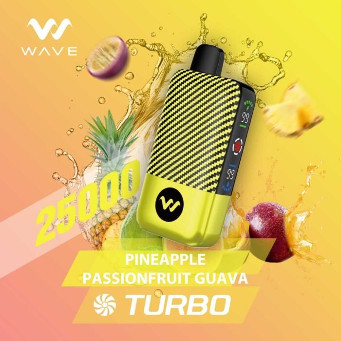 WAVE Turbo 25000 Puffs 50MG Disposable Vape Price in Dubai Pineapple Passionfruit Guava
