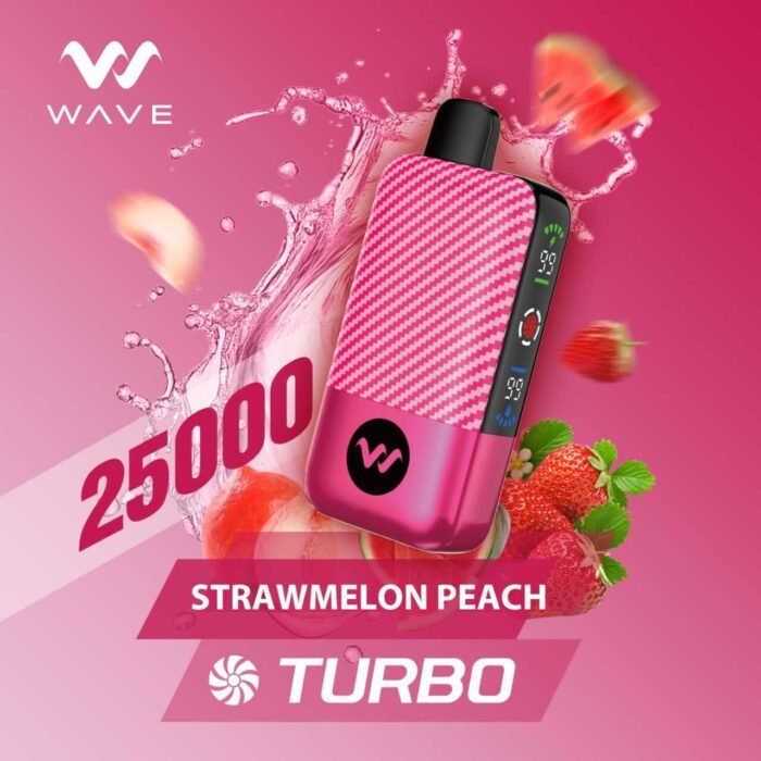 WAVE Turbo 25000 Puffs 50MG Disposable Vape Price in Dubai Strawmelon Peach